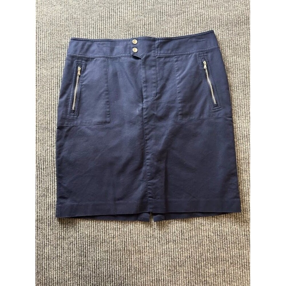 Ralph Lauren LRL US Women's Size 16 Navy Pencil Skirt Zipper Pocket Back Tie